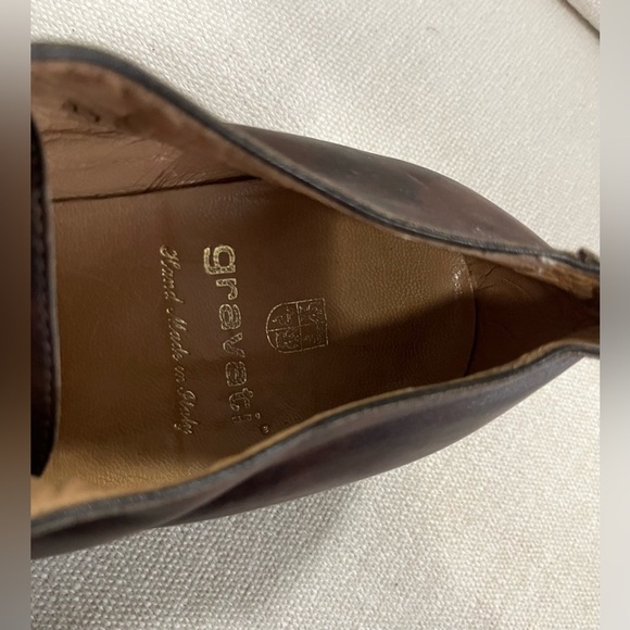 Gravati Handmade In Italy Mens Derby Dress Shoes Brown Leather Size 9.5 - Picture 6 of 7